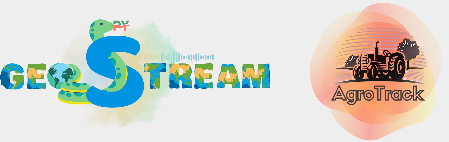 The logos for two of my projects. Left: GeoStreamPy, a chat-style python package that streams satellite data from Google Earth engine data catalog directly to your Jupyter notebook (see project on <a href="https://github.com/ejalilva/gee_tools/tree/master">GitHub</a>), and right: AgroTrack a python package for agricultural monitoring using thermal remote sensing (See project on <a href="https://github.com/ejalilva/AgroTrack"> GitHub</a>)